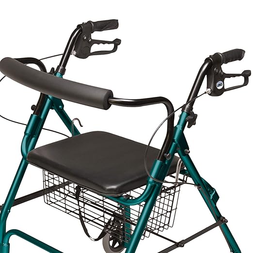 Lumex Walkabout Lite Rollator – Lightweight 14.5 lb. Rolling Walker with Seat for Seniors, Green