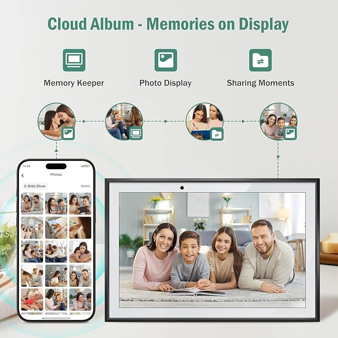 WiFi Digital Calendar Smart Family Planner,Chore Charts, Achievement Rewards, AI Meal Planning, Smart Touchscreen Interactive Display for Schedules and Cloud Photo Desk Bases, Gifts for Women Men, Gifts for Mom Dad, 10.1'' Black