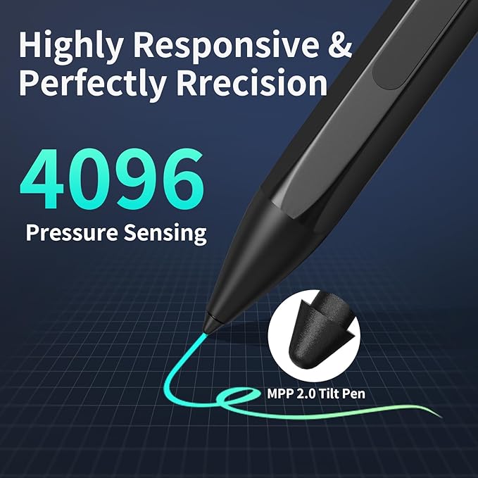 Stylus Pen for ASUS Transformer/Mini/ASUS Zenbook Flip/Pro/ASUS Vivobook Flip/Pro/Duo/ASUS Notebook, Rechargeable MPP 2.0 Tilt Pen with 4096 Pressure Sensitivity, Hexagonal Pen Body Design, Black