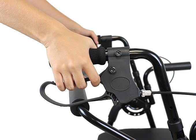 KMINA 2 in 1 Rollator Walker Wheelchair Combo for Smooth Terrain, Foldable Aluminum Rollator with Footrests and Pressure Brakes, Convertible to a Transport Chair, Black