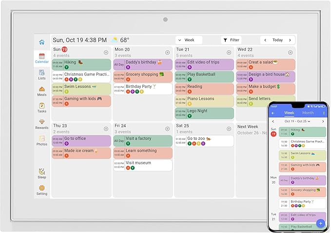 Digital Calendar 10.1 Inch Wall Planner Touch Screen WiFi Smart Electronic Planner with Third-Party Calendar Sync, Chore Tracker, Meal Plan Family Digital Picture Frame Gift for Mom Women