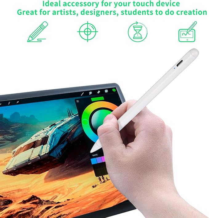 Electronic Stylus for iPad Pro 10.5" Pencil,Active Capacitive Pencil Compatible with Apple iPad Pro 10.5-inch Stylus Pens,Good on Drawing and Writing Type-C Rechargeable Pen, White
