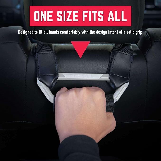 GPCA BackGrip X Heavy-Duty Headrest Grab Handle for Lifted Trucks & Jeeps, Rear Seat Entry Assist for Seniors & Kids, Fits Vehicles with Pole-Style Headrests (Up to 16mm), Easy Install (2PC- White)