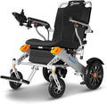 Aotedor Electric Wheelchairs for Adults,Equipped with 2 Packs Safe Side Slide-in Batteries 20 Miles Travel Range All Terrain Motorized Wheelchair for Seniors Airline Approved (Silver-Orange)