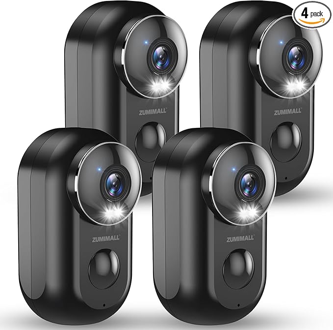 ZUMIMALL Security Cameras Wireless Outdoor 4-Pack 2K Home Security WiFi