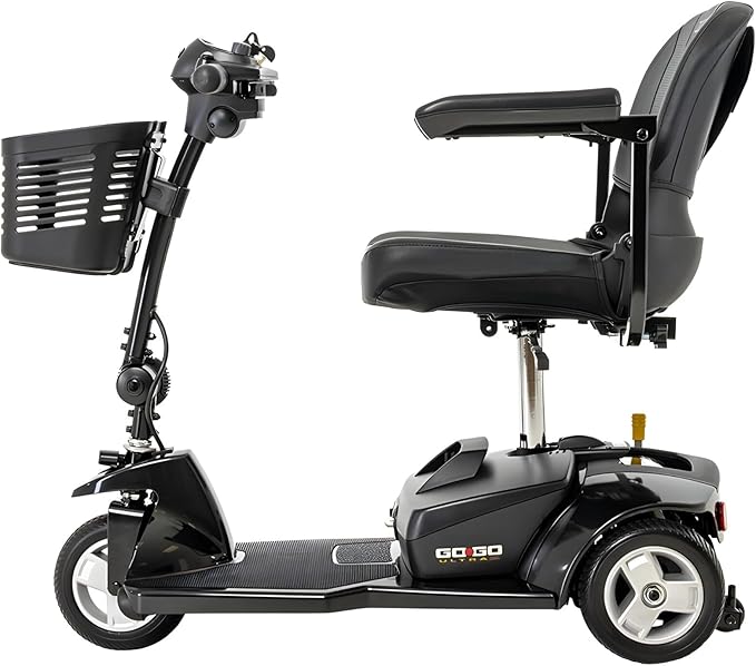 Pride Mobility Go Go Ultra X 3-wheel Scooter - Travel Mobility for Adults, 12 Ah Battery, 300 Lbs Weight Capacity, Seat Dimensions - 17"" W x 17"" D - S39, Black