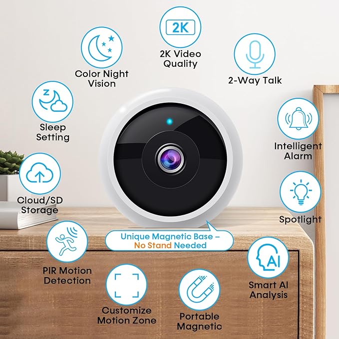 AMTIFO Security Cameras Wireless Outdoor 4-Pack 2K WiFi Indoor Smart Magnetic
