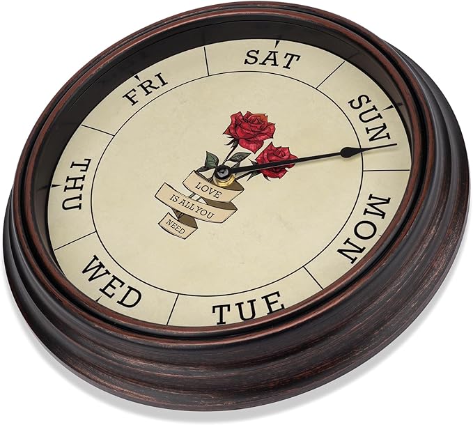 Foxtop Day of The Week Wall Clock for Seniors, Classic Silent Day Wall Clock for Office Home, Ideal Retirement Gift for Men & Women (14 Inch, Bronze)