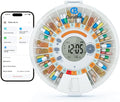 Wi-Fi Automatic Pill Dispenser 28-Day Medication Assistant for Seniors & Caregivers with Remote App Monitoring, Alarms, Sound Light Reminders, Tracks Adherence History, Clear LCD Display, Key Lock