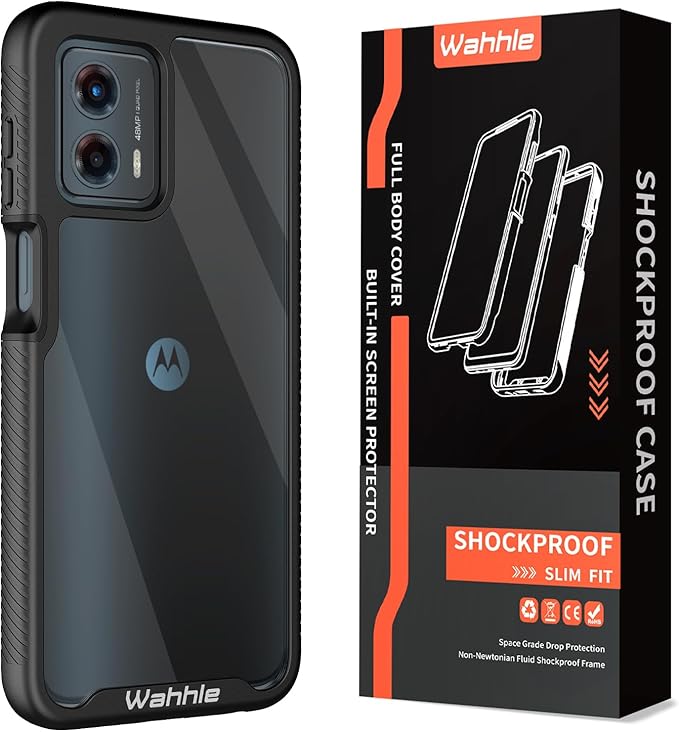 wahhle Compatible with Moto G 5G 2023 Case, Moto G Power 5G 2023 Case, Built in Screen Protector Full Body Shockproof Slim Fit Bumper Protective Phone Cover for Men Women-Black