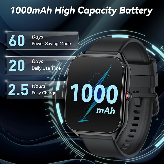 2026 AI Smart Watch for Men Women with ChatGPT, 1000mAh Fitness Tracker 60-Day Standby Time, 1.96" HD SmartWatch with 200+ Sport Modes/Heart Rate/Sleep Monitor, IP68 Waterproof Pedometer for Android