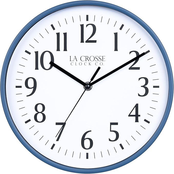 La Crosse Clock 404-3025NB 10 Inch Navy Blue Basics Analog Quartz Wall Clock