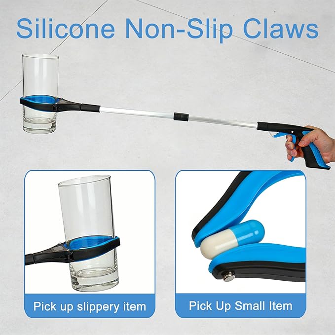 3 Pack Grabber Tool - 32 Inch (2 Pcs) Foldable with Magnet & 16 Inch (1 Pc) Fixed, 360° Rotating Jaw on All, Durable Litter Picker & Reacher for Elderly & All Users