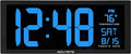 AcuRite 75152M Oversized Blue LED Clock with Indoor Temperature, Date and Fold-Out Stand, 14.5-Inch / Blue