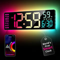 EASYERA Smart Digital Wall Clock with App Control, 16.5” Large RGBIC Wall Clock with Multiple DIY Color and Music Sync, LED Display, Auto DST, Plug-in Clocks for Classroom Home Gym Gaming