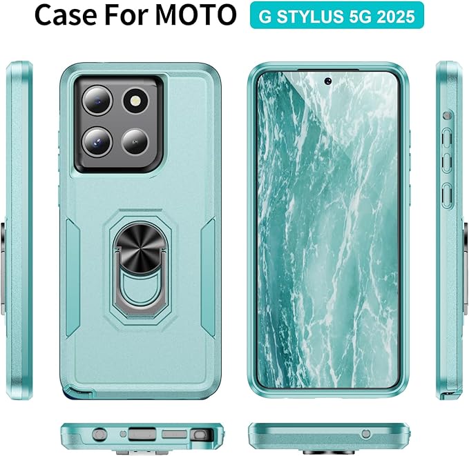 for Motorola Moto G Stylus 2026/2025 Case [15 FT Military Grade Drop Protection] with 2X Tempered Glass Screen Protector, Heavy-Duty Shockproof Magnetic Kickstand Case Green
