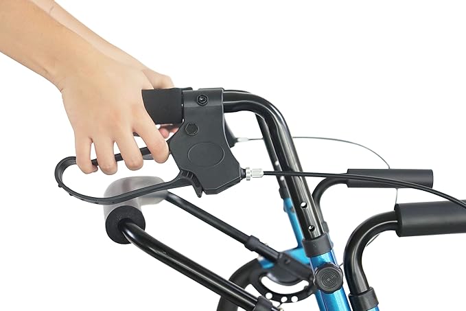 KMINA 2 in 1 Rollator Walker Wheelchair Combo for Smooth Terrain, Foldable Aluminum Rollator with Footrests and Pressure Brakes, Convertible to a Transport Chair, Blue