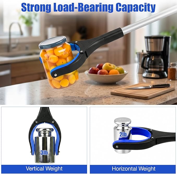 2-Pack Grabber Reacher Tool, 32" Foldable Reacher Grabber Pickup Tool with 90° Rotating Anti-Slip Jaw, Trash Picker Upper Grabber, Hand Grabber for Reaching, Grabbers for Seniors (Blue+Orange)