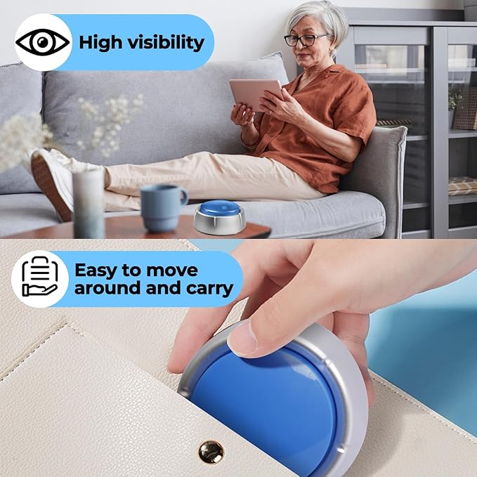 Talking Button Clock, Talking Alarm Clock with Volume Control, Telling Time and Day of The Week, Alarm, Gift Clock for Mother,Father,Seniors,Elderly,Blind People, Blue