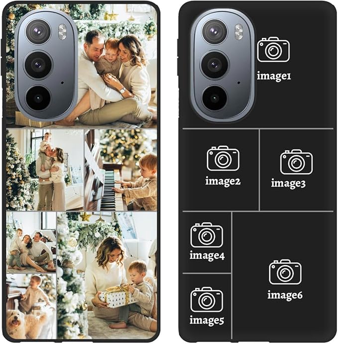 Design Your Own Case for Motorola Moto Edge Plus Edge+ 2022, Custom Personalized Photo Collage Text Cover, Customized Picture Shockproof Protective Soft Slim Silicone Case, Gift for Birthday, Black