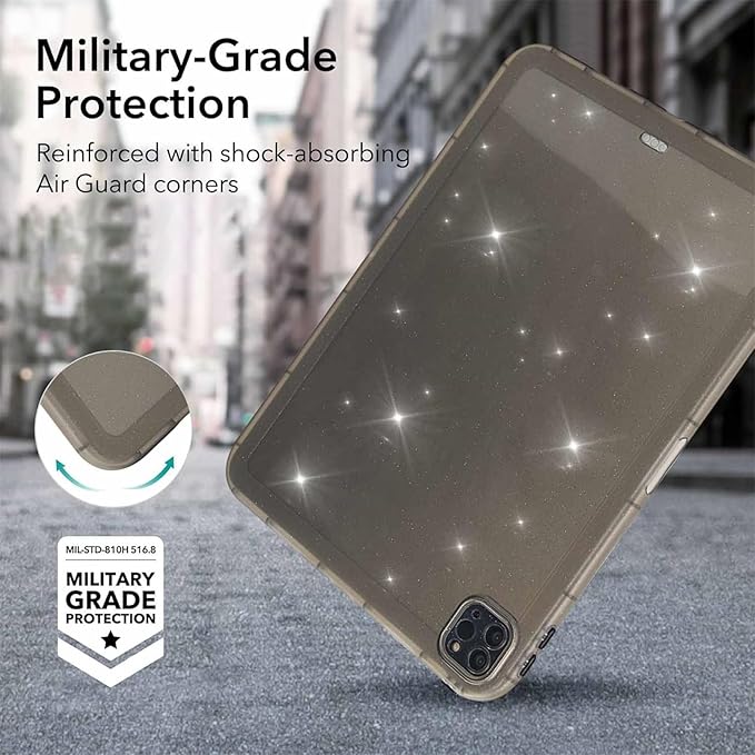 Dteck for iPad Pro 11 Inch M4/M5 (2024/2025 Release) Translucent Tablet Case, Stylish Shimmer Design, Ultra Slim Thin Lightweight, Soft TPU Scratch Resistant Shockproof Protective Cover Shell, Gray