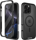 wahhle Compatible with iPhone 16 Pro Max Case, Magnetic Built in Screen Protector Full Body Shockproof Slim Fit Bumper Protective Phone Cover 6.9'' Men Women-Black/Clear