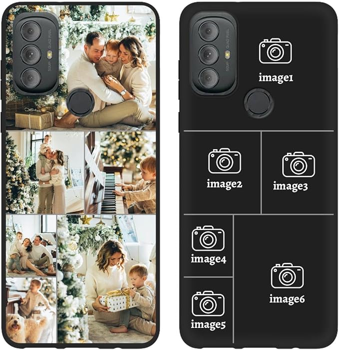 Design Your Own Case for Motorola Moto G Power 2022, Custom Personalized Photo Collage Text Cover, Customized Picture Shockproof Protective Soft Slim Silicone Case, Gift for Birthday, Black
