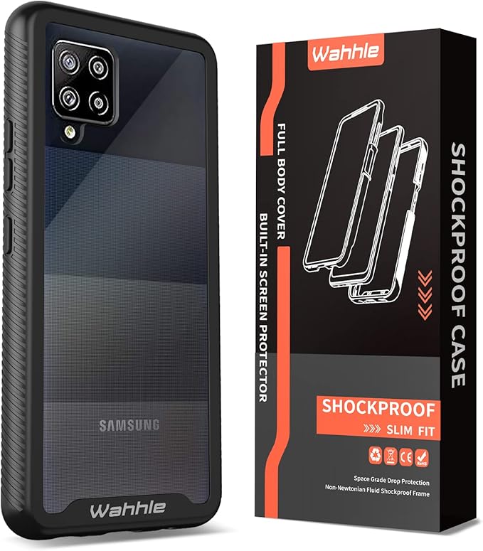 wahhle Compatible with Samsung Galaxy A42 5G Case, Built in Screen Protector Full Body Shockproof Slim Fit Bumper Protective Phone Cover for Samsung A42 5G Men Women-Black/Clear