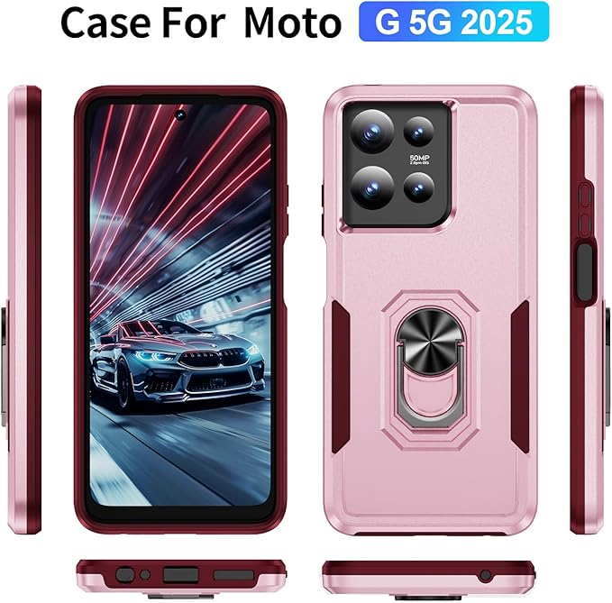 for Moto G 2026/2025 Case, Moto G Play 2026 Case [15 FT Military Grade Drop Protection] with 2X Tempered Glass Screen Protector, Shockproof Phone Case for Moto G 2026/2025 Pink