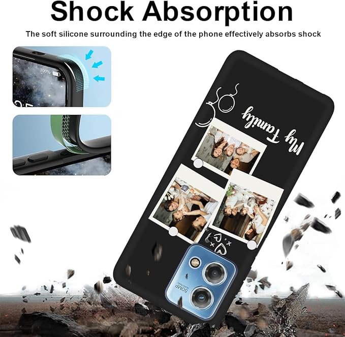 Custom Multi Photos Case for Motorola Moto G Stylus 2023-6.5 inch, Personalized Gift for Men Women, Customized Collage Text Picture Phone Cover, Soft Rubber Shockproof Protective Case, Black