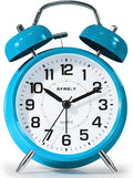 AYRELY® Super Loud Twin Bell Alarm Clock for Heavy Sleepers, 4-Inch Silent Non-Ticking Quartz with Backlight, Metal Cute Clock for Kids' Rooms (Sky Blue)