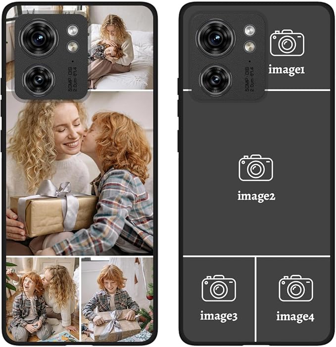 Custom Photo Case for Motorola Moto Edge 2023, Create Your Own Picture Collage Phone Case, Soft Drop Protection, Personalized Anti-Scratch TPU Soft Cover, Gifts for Family Friends, Black