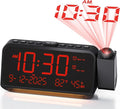 Roxicosly Projection Alarm Clock for Bedroom Ceiling, 118 dB Super Loud for Heavy Sleepers, Plug in Dual Alarm with Weekday/Weekend, 6.7" Large Dimmable Display with Day Date Indoor Temp Humidity