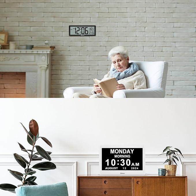 Soobest 12‘’ Dementia Clock and 8.5'' Digital Wall Clock with Backlight