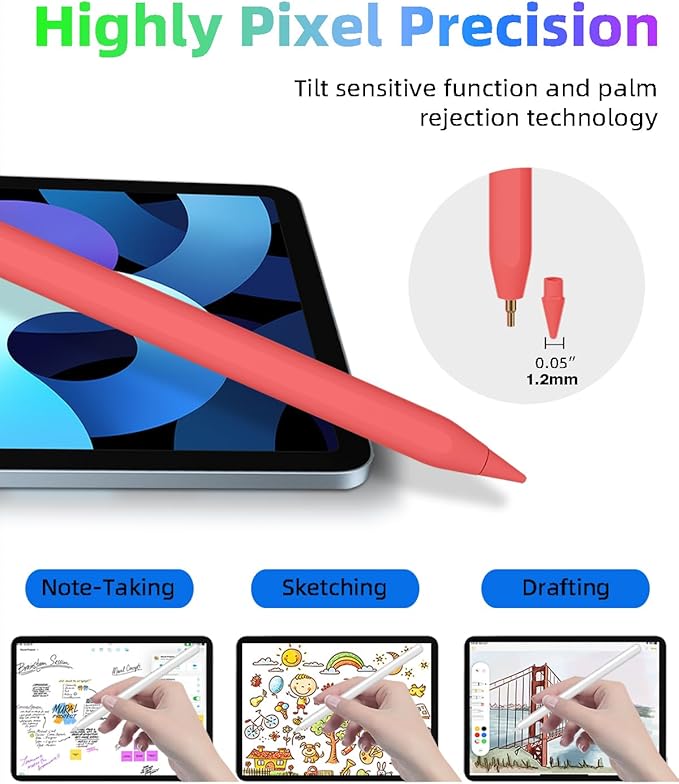 Gnanlen iPad Pencil 2nd Generation with Magnetic Wireless Charging, Same as Apple Pencil 2nd Generation,The Pen Compatible with iPad Pro 11 in 1/2/3/4,iPad Pro 12.9 in 3/4/5/6,iPad Air 4/5,iPad mini