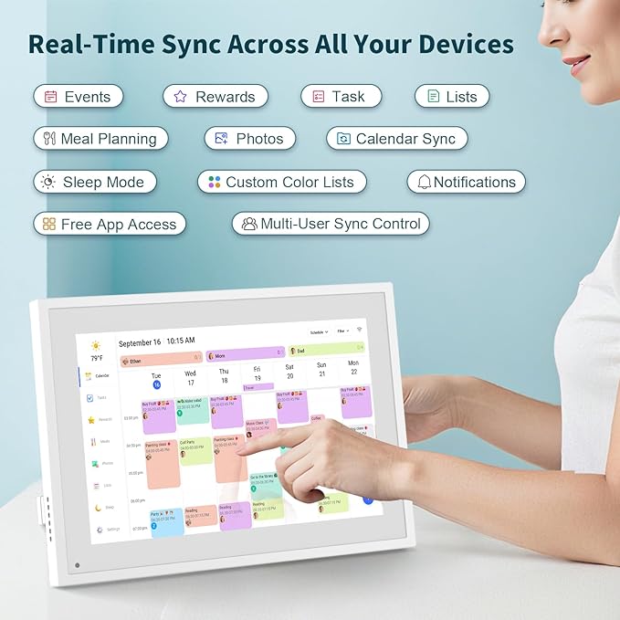 Canupdog 10.1 inch Digital Calendar & Chore Chart, Smart Touchscreen Interactive Display for Family Schedules, Easy to Organizing and Planning for Home and Office
