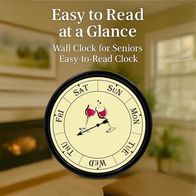 Retirement Gift for Woman, Day of The Week Clock, Unique Retirement Gifts, Day Clocks for Seniors Grandparents Funny Living Room Decor