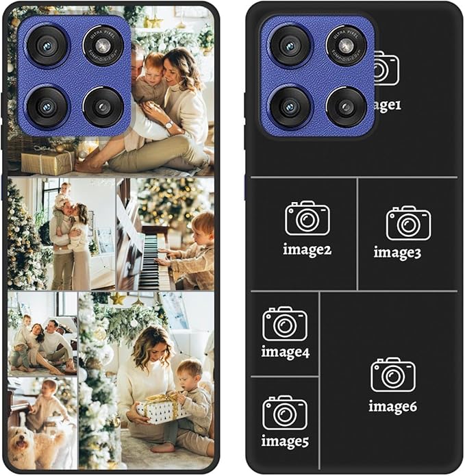 Design Your Own Case for Motorola Moto G Stylus 5G 2025, Custom Personalized Photo Collage Text Cover, Customized Picture Shockproof Protective Soft Slim Silicone Case, Gift for Birthday, Black