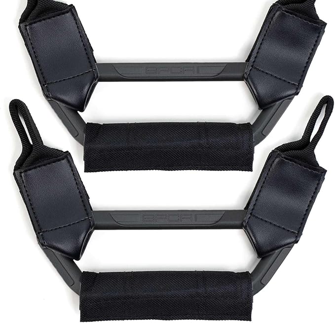 GPCA BackGrip X Heavy-Duty Headrest Grab Handle for Lifted Trucks & Jeeps, Rear Seat Entry Assist for Seniors & Kids Fits Vehicles with Pole-Style Headrests (Up to 16mm) Easy Install (2PC-Jet Black)