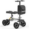 All Terrain Knee Scooter,Foldable & Steerable Knee Walker with Comfort Knee Pad, Dual Brakes,Crutch Alternative for Broken Foot & Ankle Recovery,Grey