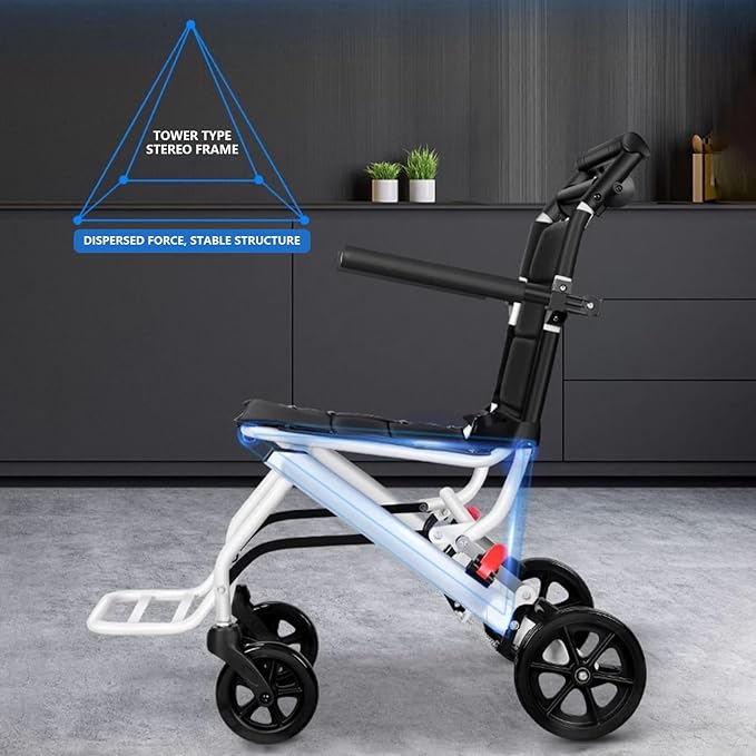 (Only 13.66lbs) Transport Wheelchair Lightweight Foldable, Portable Transit Travel Wheelchairs for Adults and Seniors Support 180lbs, Lightweight Aluminum Wheelchair for Elderly A
