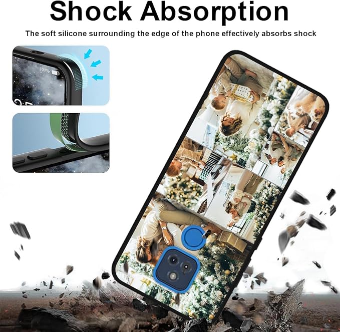 Design Your Own Case for Motorola Moto G Play 2021, Custom Personalized Photo Collage Text Cover, Customized Picture Shockproof Protective Soft Slim Silicone Case, Gift for Birthday, Black