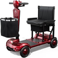 Lightweight Mobility Scooter for Seniors & Adults Cruise Travel, 4 Wheel Mobility Scooter- 37lb Foldable Portable Motorized Scooters with Removable Lithium Battery & Basket for 15Miles Travel, Red