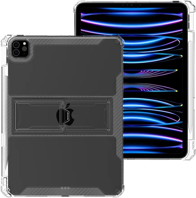 Dteck for iPad Pro 11-inch (M4/M5) Case 2024/2025 Release with Kickstand/Stylus Pencil Holder Slot - Soft Silicone TPU Clear Back Cover Protective Durable Simple Tablet Basic Case Shell (Transparent)