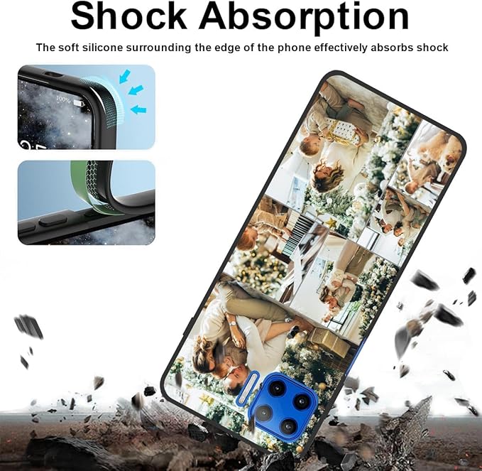 Design Your Own Case for Motorola Moto G 5G Plus, Custom Personalized Photo Collage Text Cover, Customized Picture Shockproof Protective Soft Slim Silicone Case, Gift for Birthday, Black