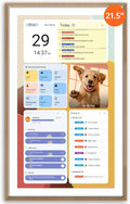 Apolosign 21.5-inch Digital Calendar : Dual Mode Smart Wall Planner, No Subscription, Install Apps, Sync Calendars, Electronic Touchscreen Interactive Display for Family Schedules, Chore Chart (Teak)
