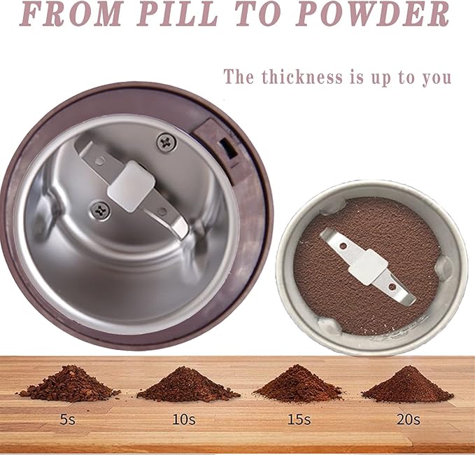 Electric Pill Crusher and Grinder - Fine Powder for Small or Large Pills, Elders or Pets. Coffee Bean Grinder. (Purple)
