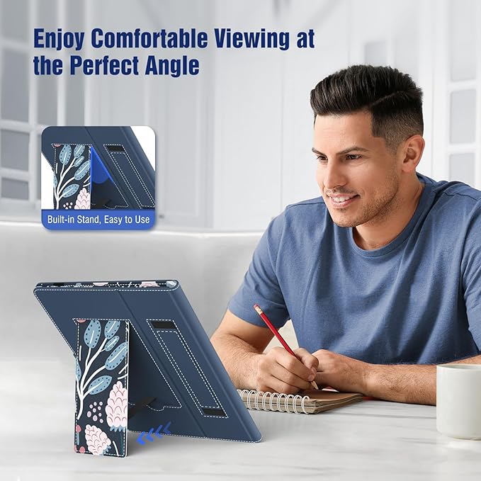 TiMOVO Universal Case for 10.1 Inch Android Tablet with Pen Loop, Lightweight Folding Stand Cover with Hand Strap for All 9.6"-11" Touchscreen Tablet, Colorful Flower