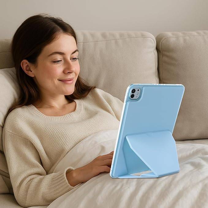Dteck for Apple iPad Pro 13-inch (M4/M5) 2024/2025 Release Slim PU Leather Case with Stand Function, Easy to Charge Pencil, Lightweight Protective Stylish Cute Thin Tablet Back Cover Shell, Blue