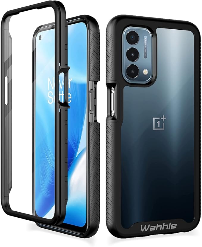 wahhle Oneplus Nord N200 5G Case, Built in Screen Protector Full Body Shockproof Slim Fit Bumper Protective Phone Cover for 1+ Nord N200 5G Men Women-Black/Clear